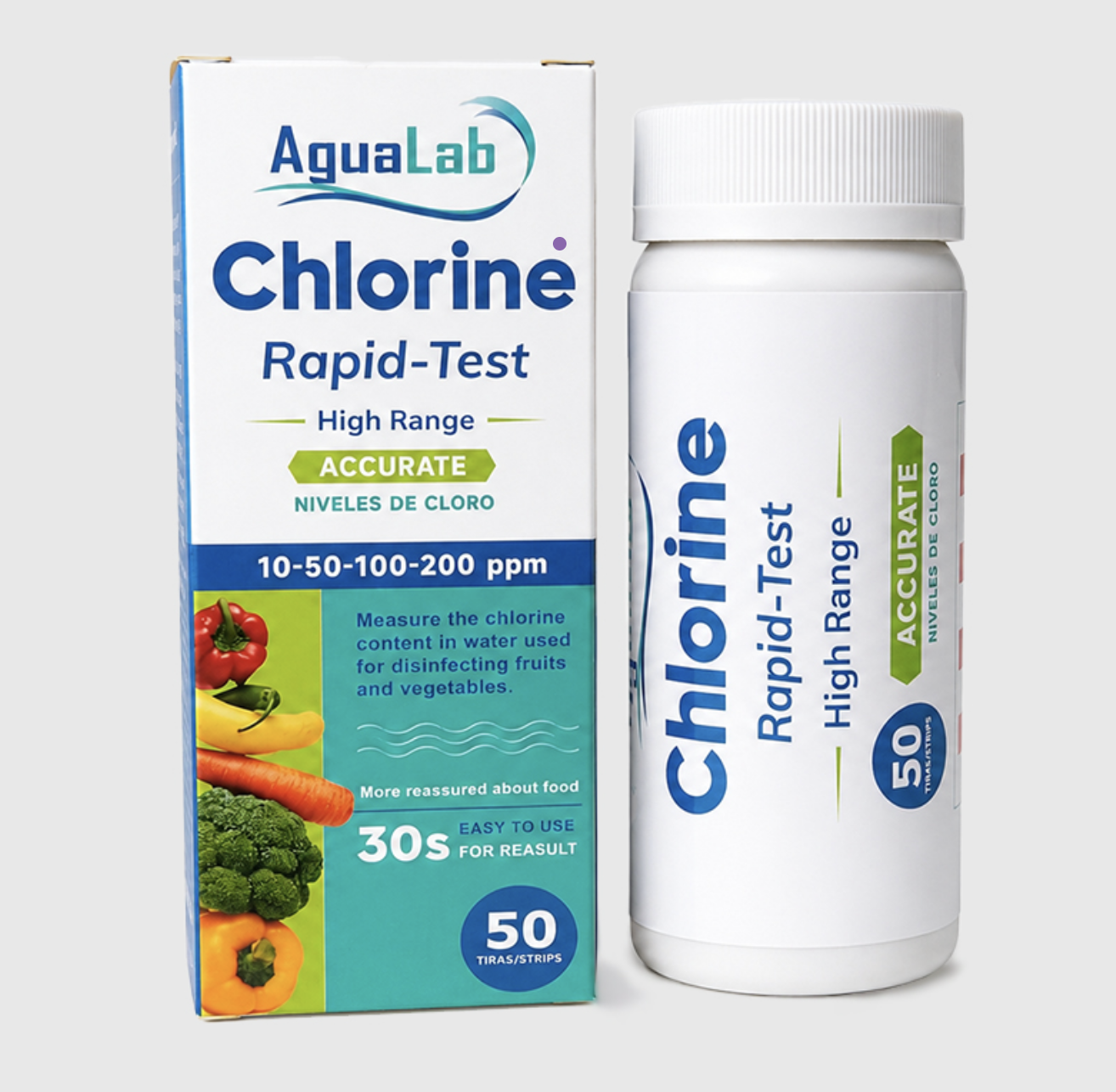 Tiras reactivas de cloro libre – Agualab (alto rango)